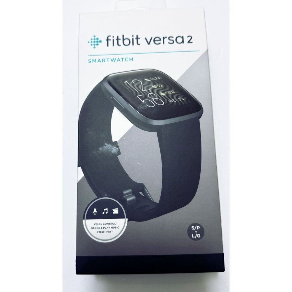 New Fitbit Versa Black Gray 2 Health and Fitness Smartwatch Sealed in Box - Picture 2 of 12